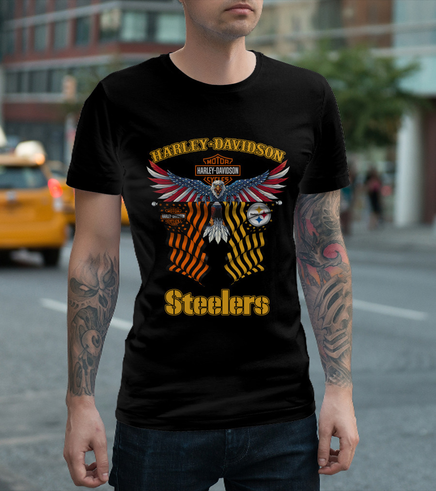 Harley Davidson Steelers Moto Eagle T-Shirt