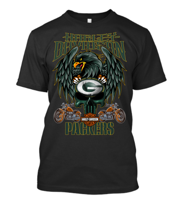 Harley Davidson Green Bay Packers Motor Cycles T-Shirt