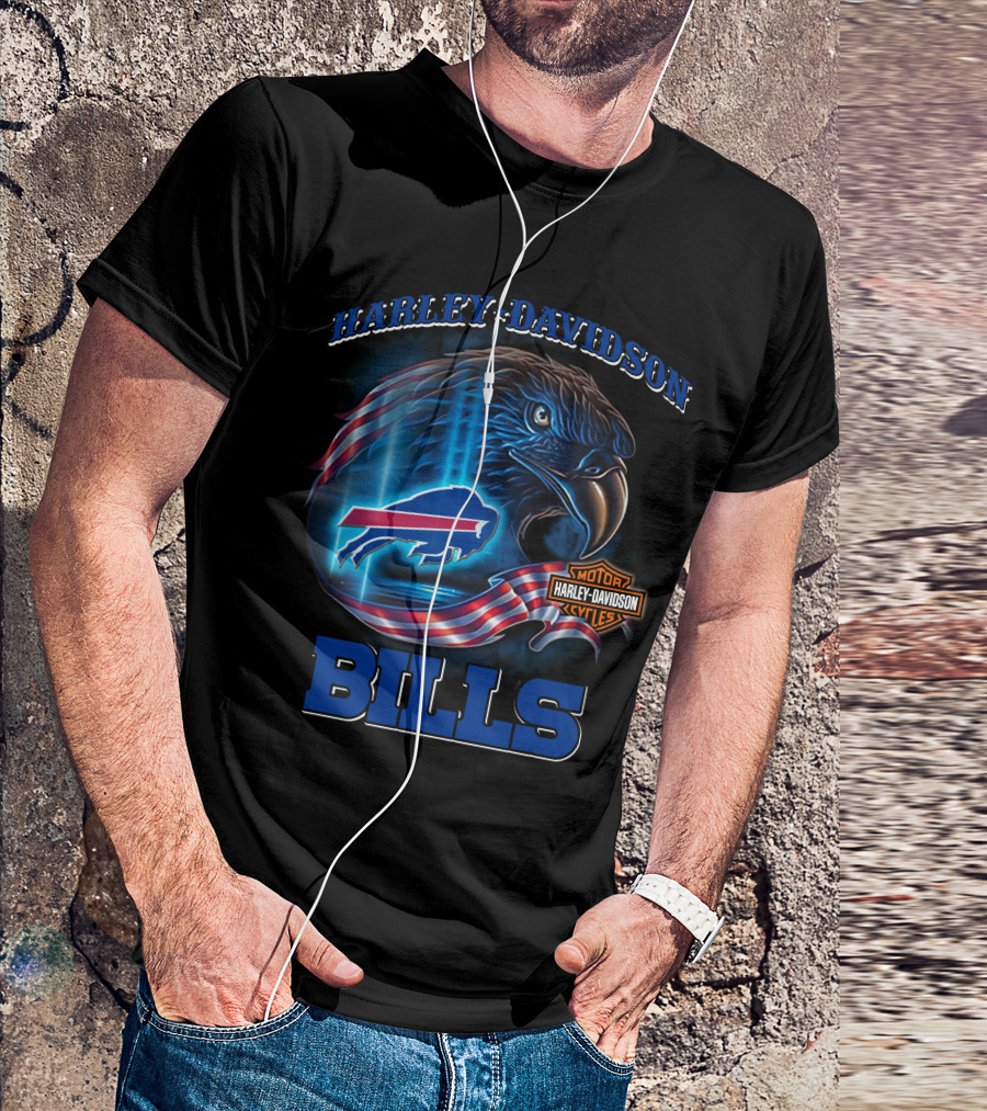 Harley Davidson Buffalo Bills Eagle Motor Cycles T-Shirt