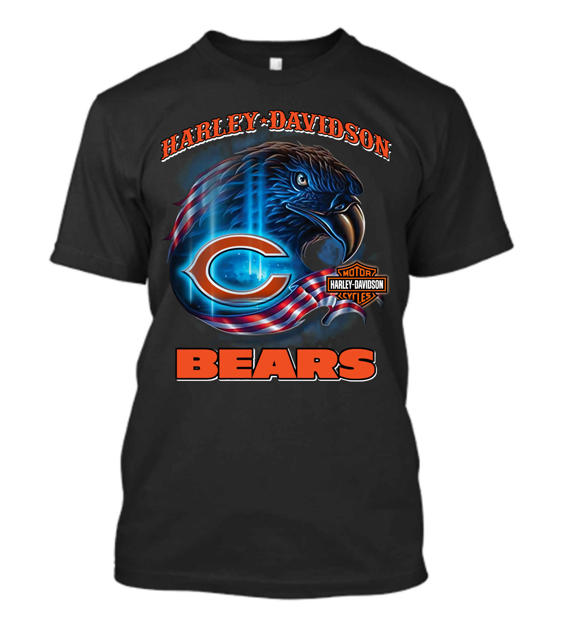 Harley Davidson Chicago Bears Eagle Motorcycle Cycles T-Shirt