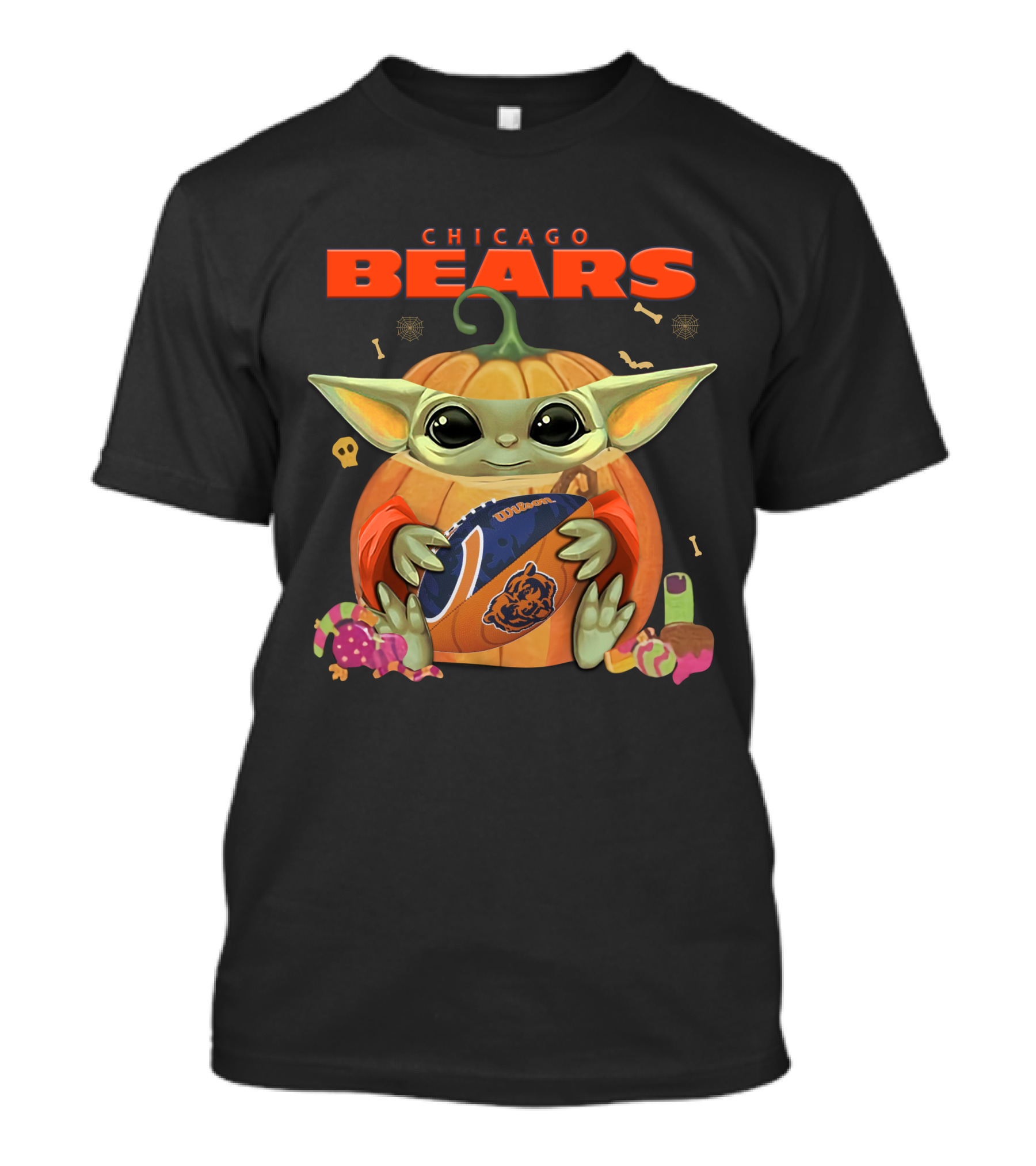 Chicago Bears Baby Yoda Halloween Football T-Shirt