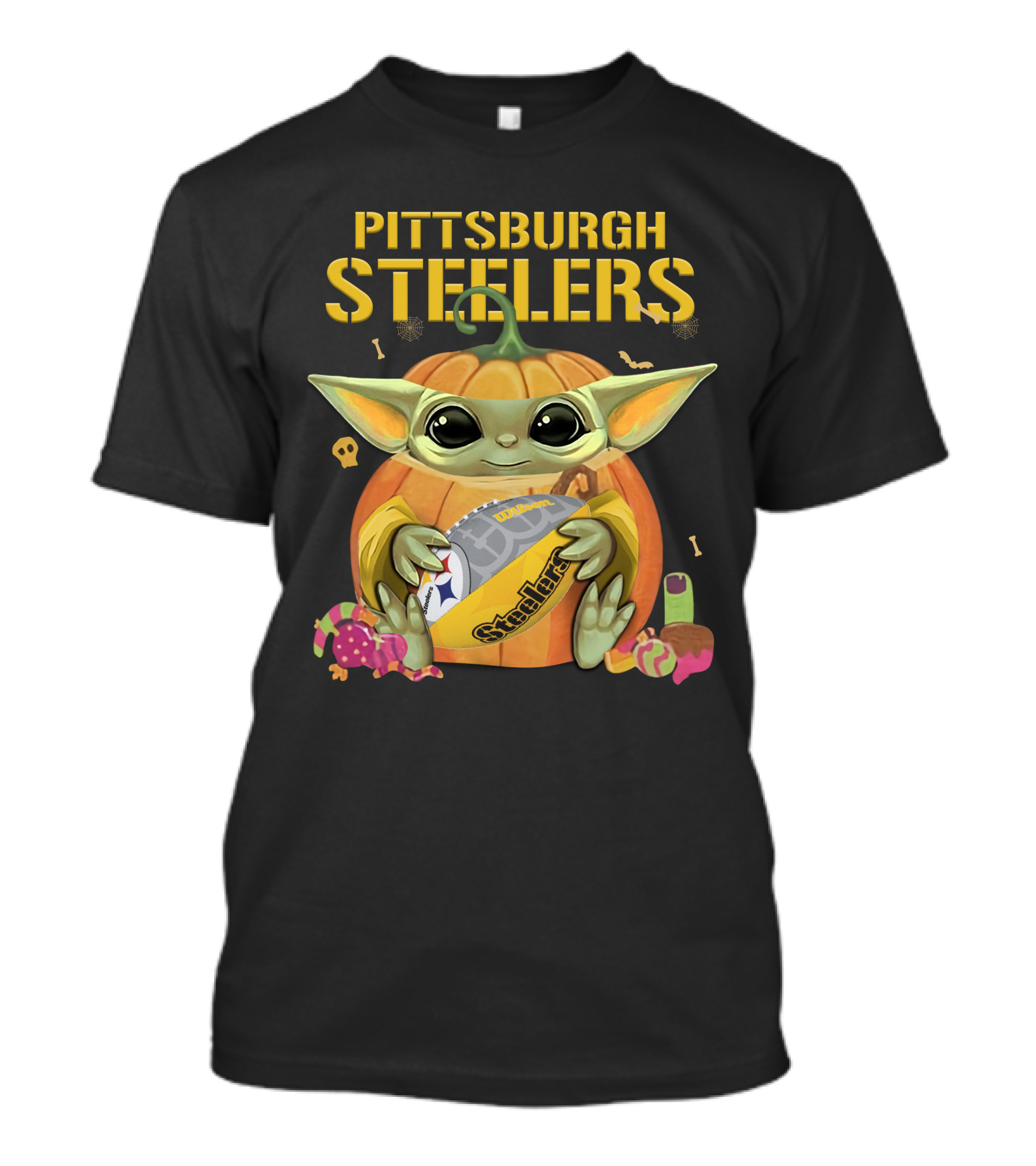 Pittsburgh Steelers Yoda Football Pumpkin Halloween Candy T-Shirt