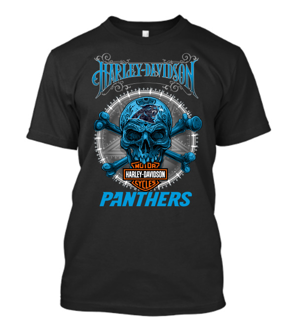 Harley Davidson Motor Cycles Panthers Skull T-Shirt