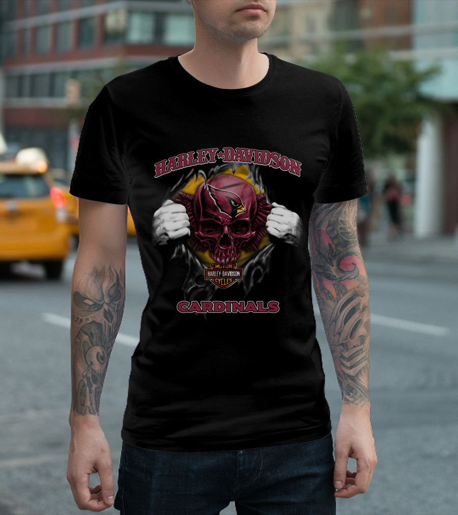 Harley Davidson Arizona Cardinals Skull Nfl T-Shirt