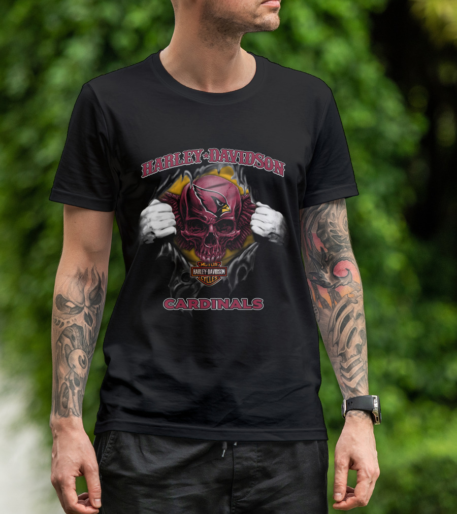 Harley Davidson Arizona Cardinals Skull Nfl T-Shirt