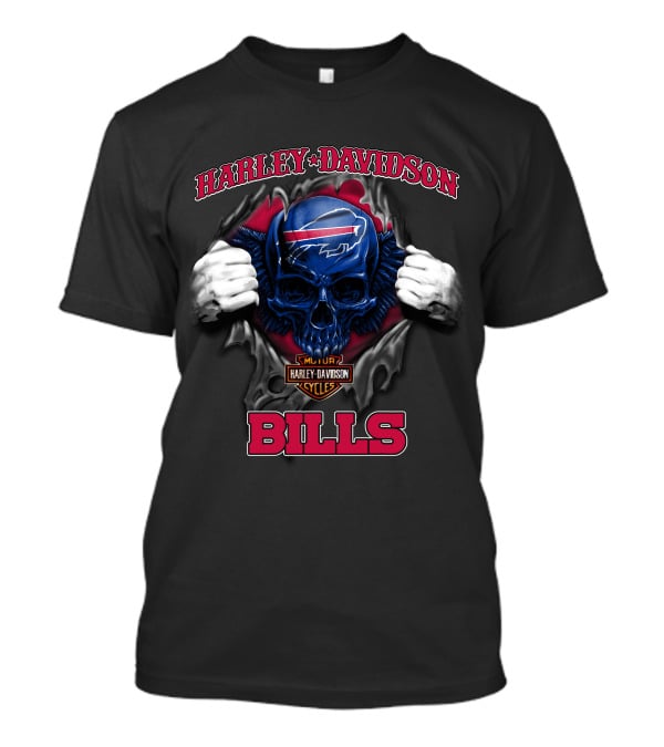 Harley Davidson Nfl Buffalo Bills Skull T-Shirt