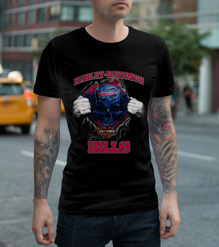 Harley Davidson Nfl Buffalo Bills Skull T-Shirt