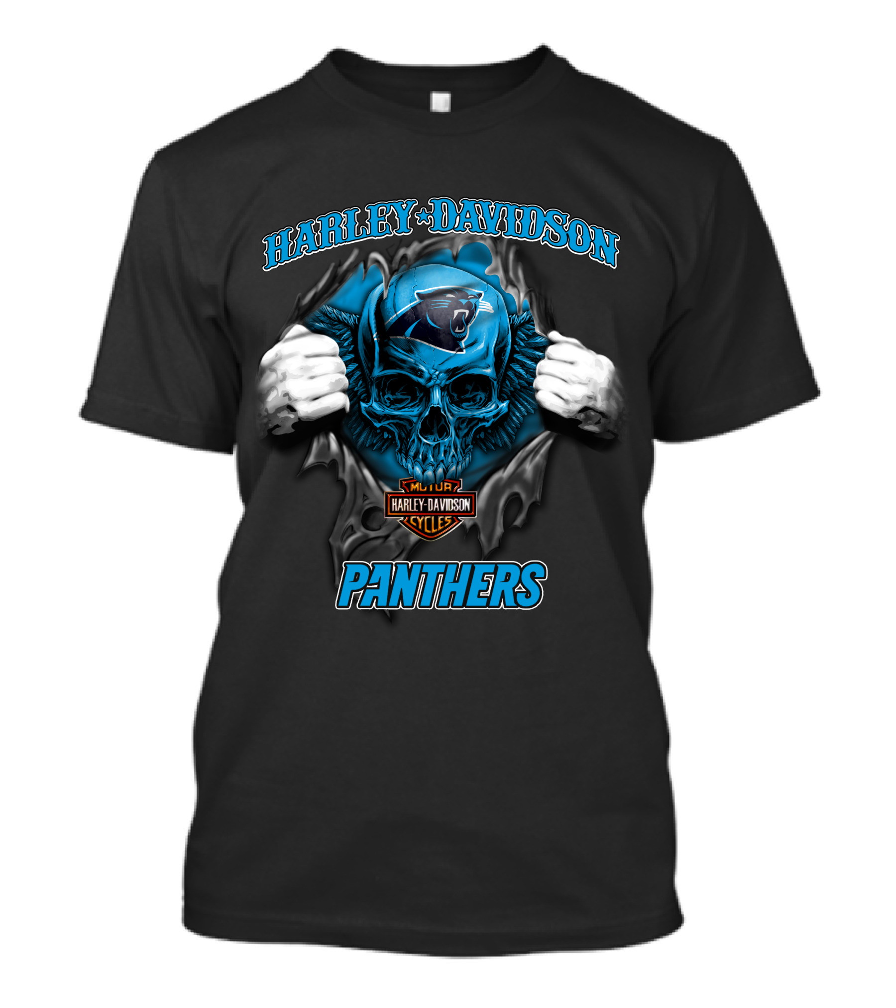 Harley Davidson Panthers Skull Nfl Carolina T-Shirt
