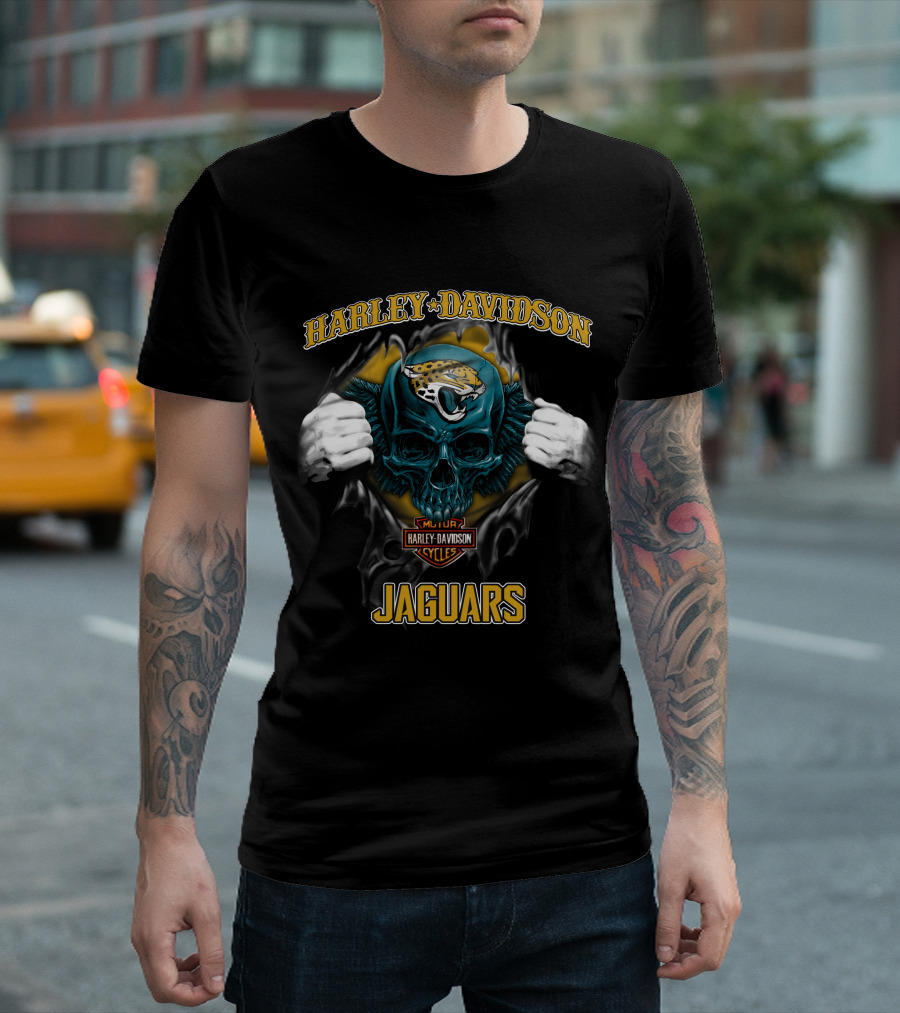 Harley Davidson Jacksonville Jaguars Skull Cycles T-Shirt