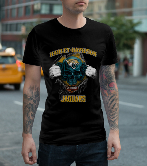 Harley Davidson Jacksonville Jaguars Skull Cycles T-Shirt
