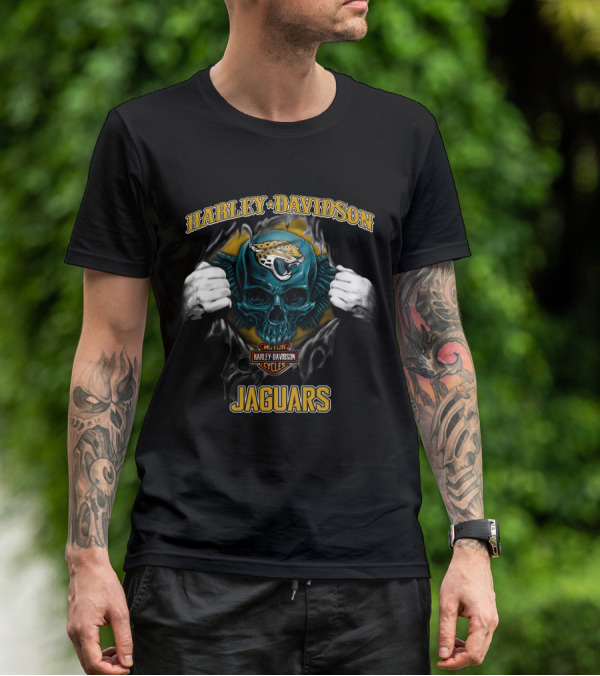 Harley Davidson Jacksonville Jaguars Skull Cycles T-Shirt