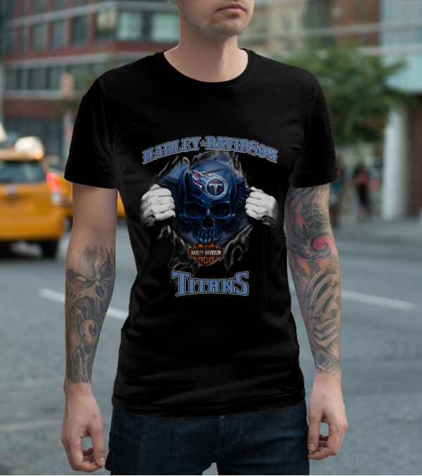 Harley Davidson Nfl Skull Titans Major Cycles T-Shirt