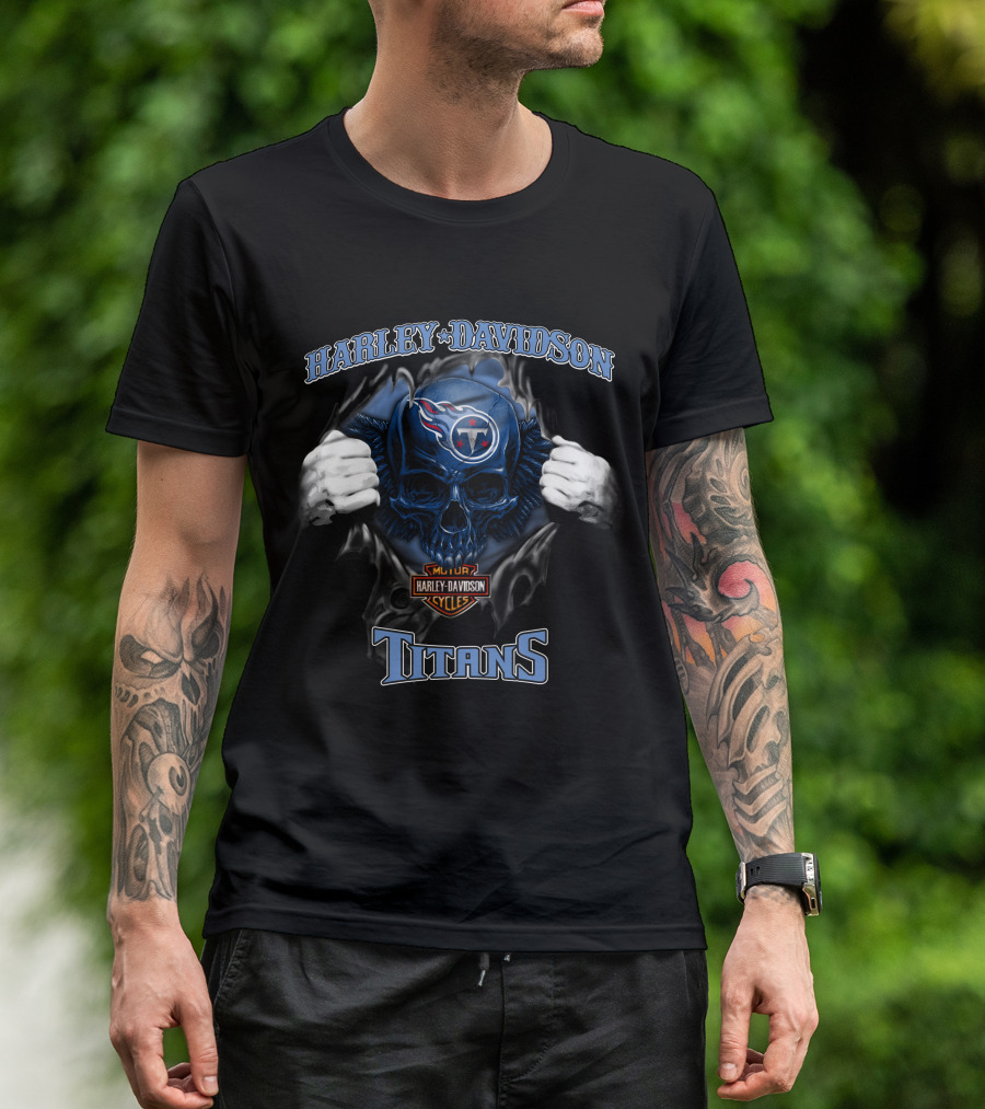 Harley Davidson Nfl Skull Titans Major Cycles T-Shirt
