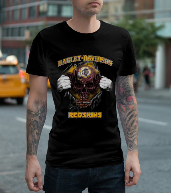 Harley Davidson Nfl Skull Washington Redskins T-Shirt