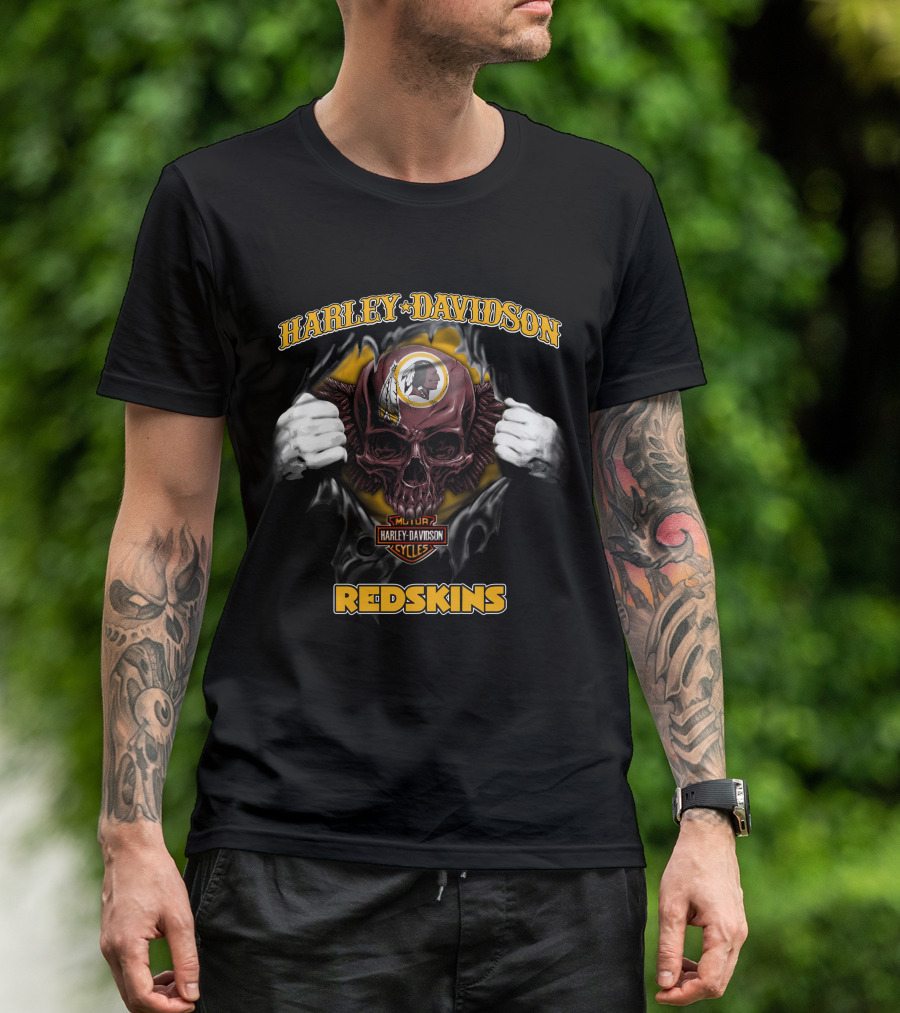 Harley Davidson Nfl Skull Washington Redskins T-Shirt