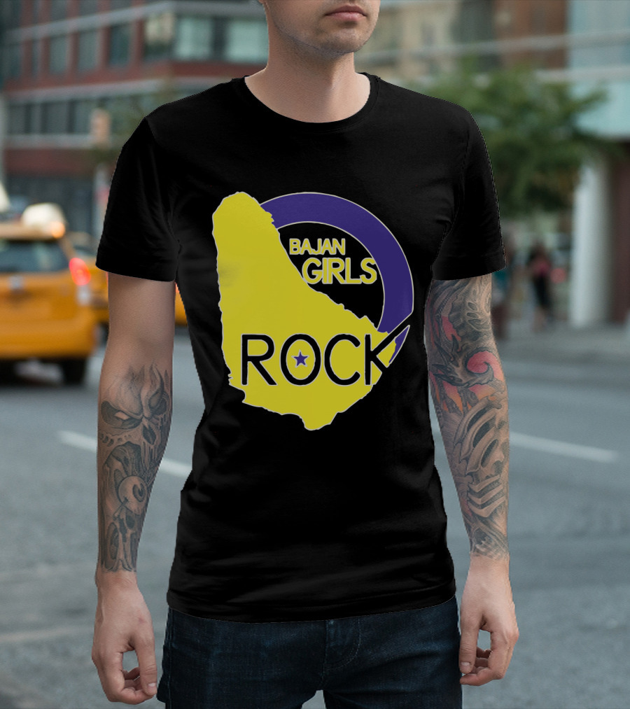 Bajan Girls Rock Barbados Map Yellow And Purple T-Shirt