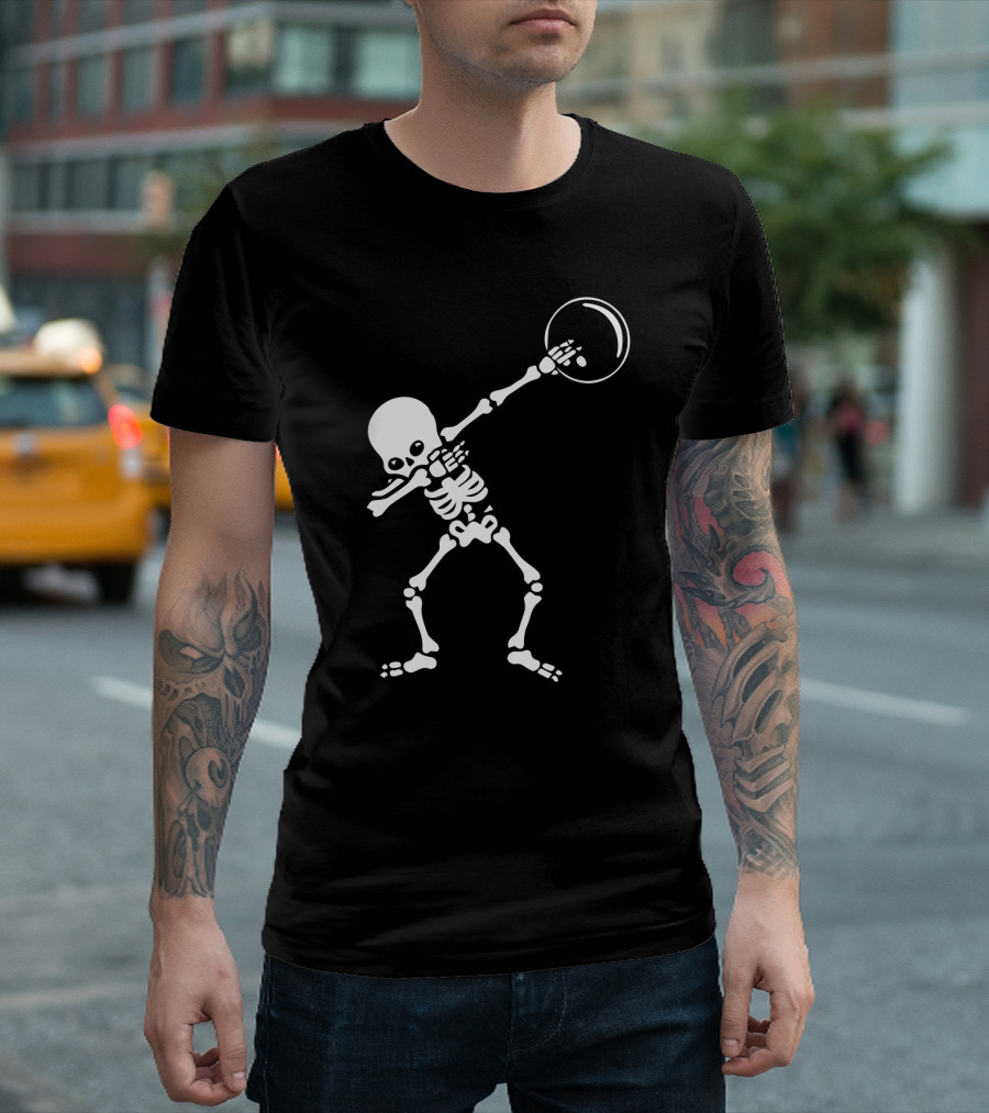 Halloween Skeleton Dabbing Bowling Dance Dab T-Shirt