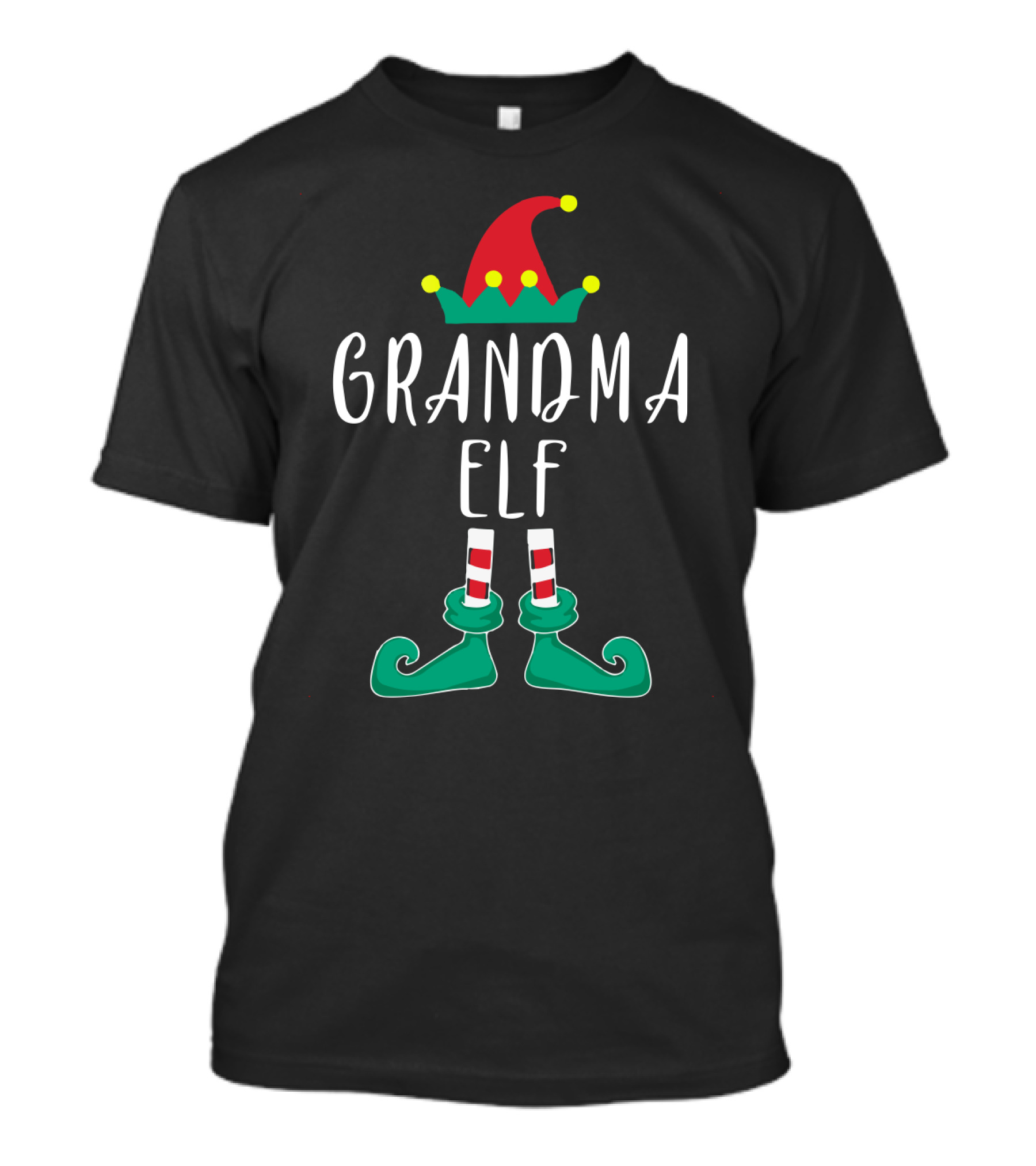 Grandma Elf Christmas Holiday Costume With Festive Hat And Boots T-Shirt