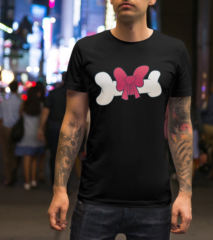 Bone With Red Bow Aesthetic Minimalist T-Shirt