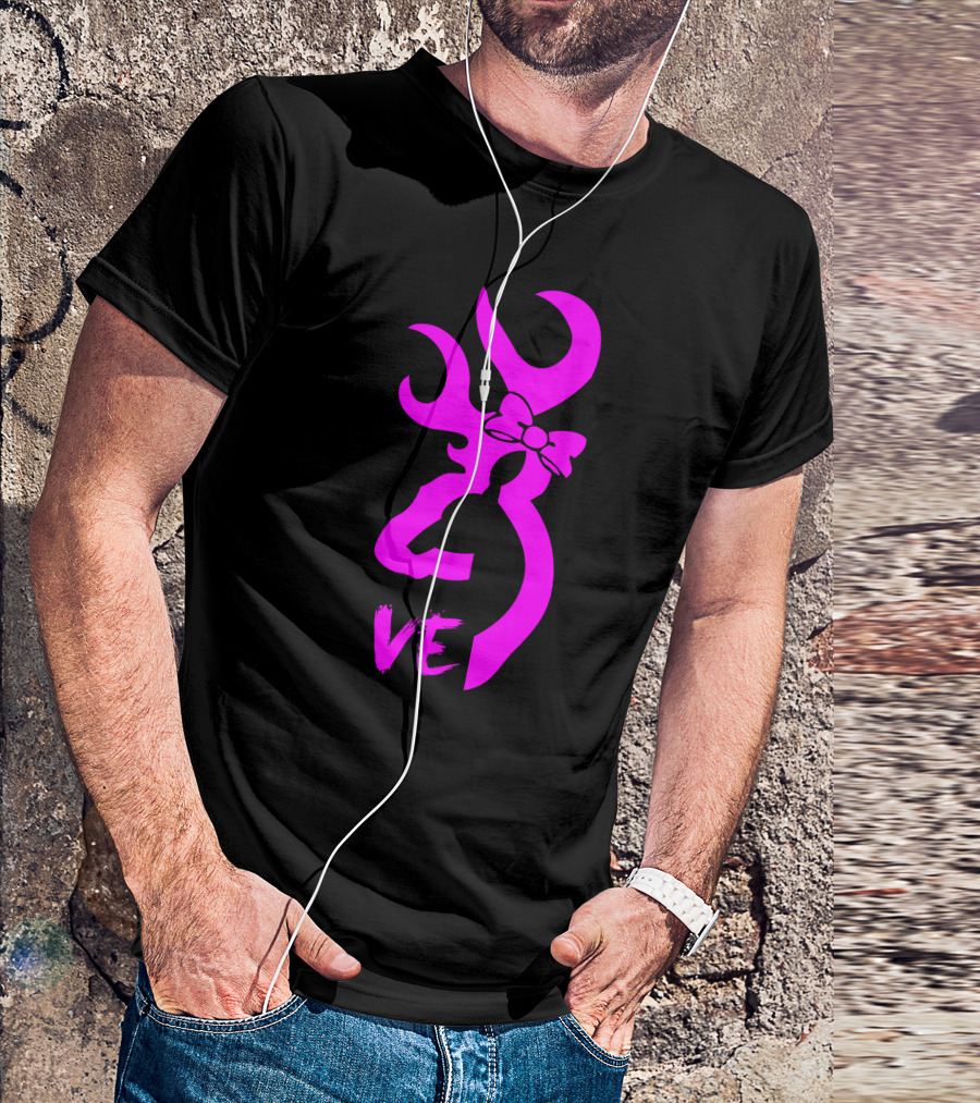 Browning Deer Love VE Antlers Bow Pink T-Shirt