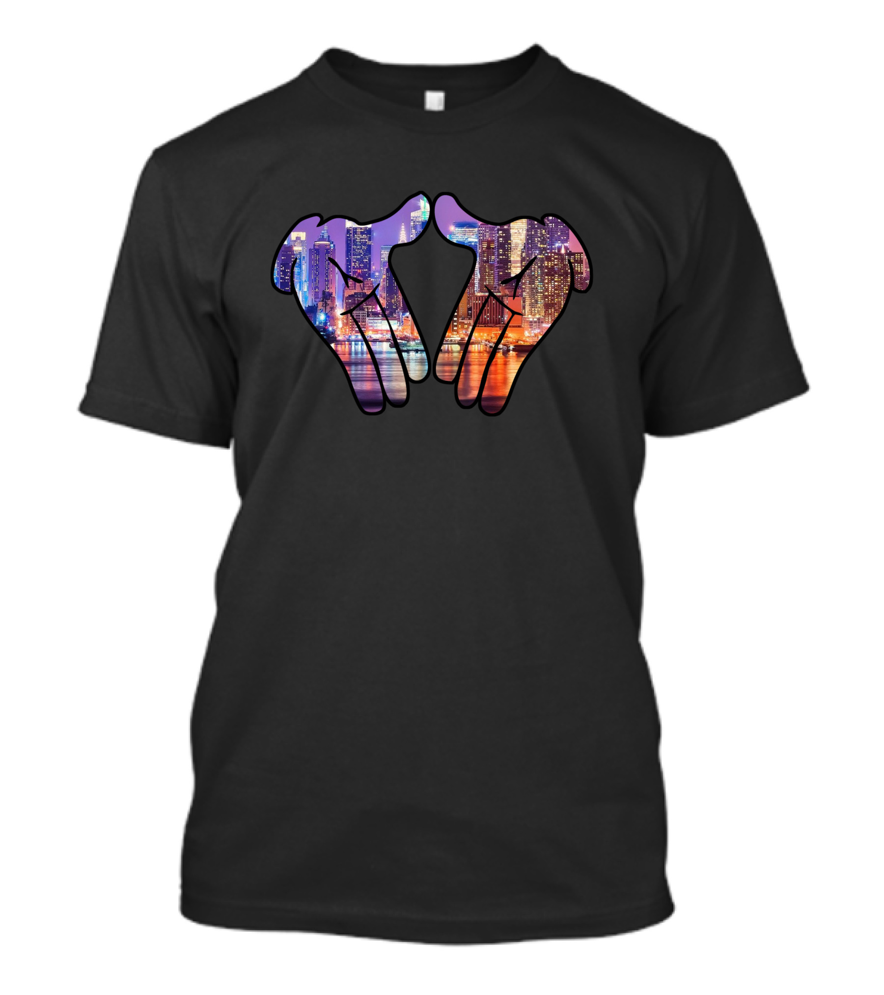 Dope City Skyline Reflections In Folded Hands T-Shirt