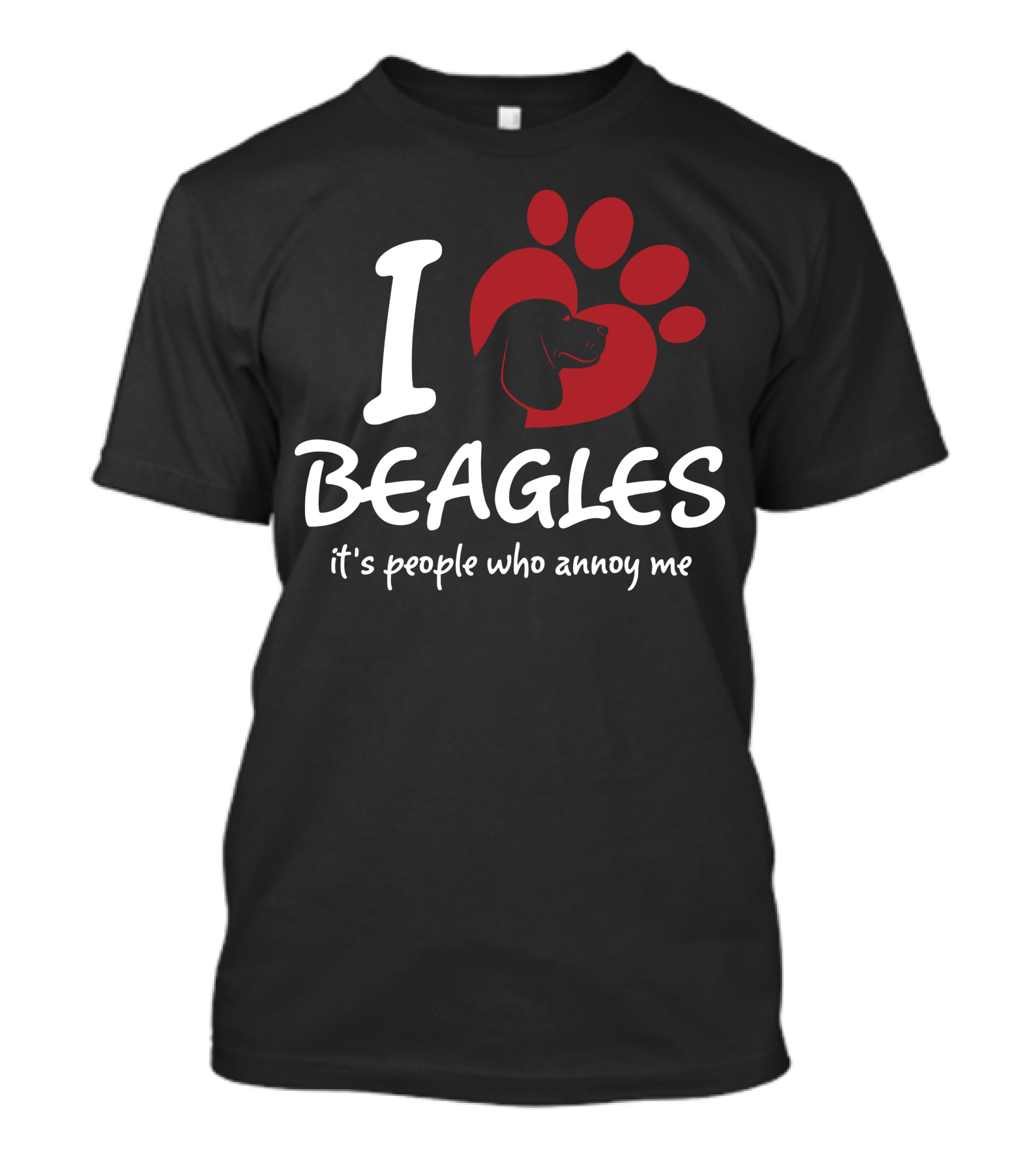 I Love Beagles It's People Who Annoy Me With Red Paw Heart And Beagle T-Shirt