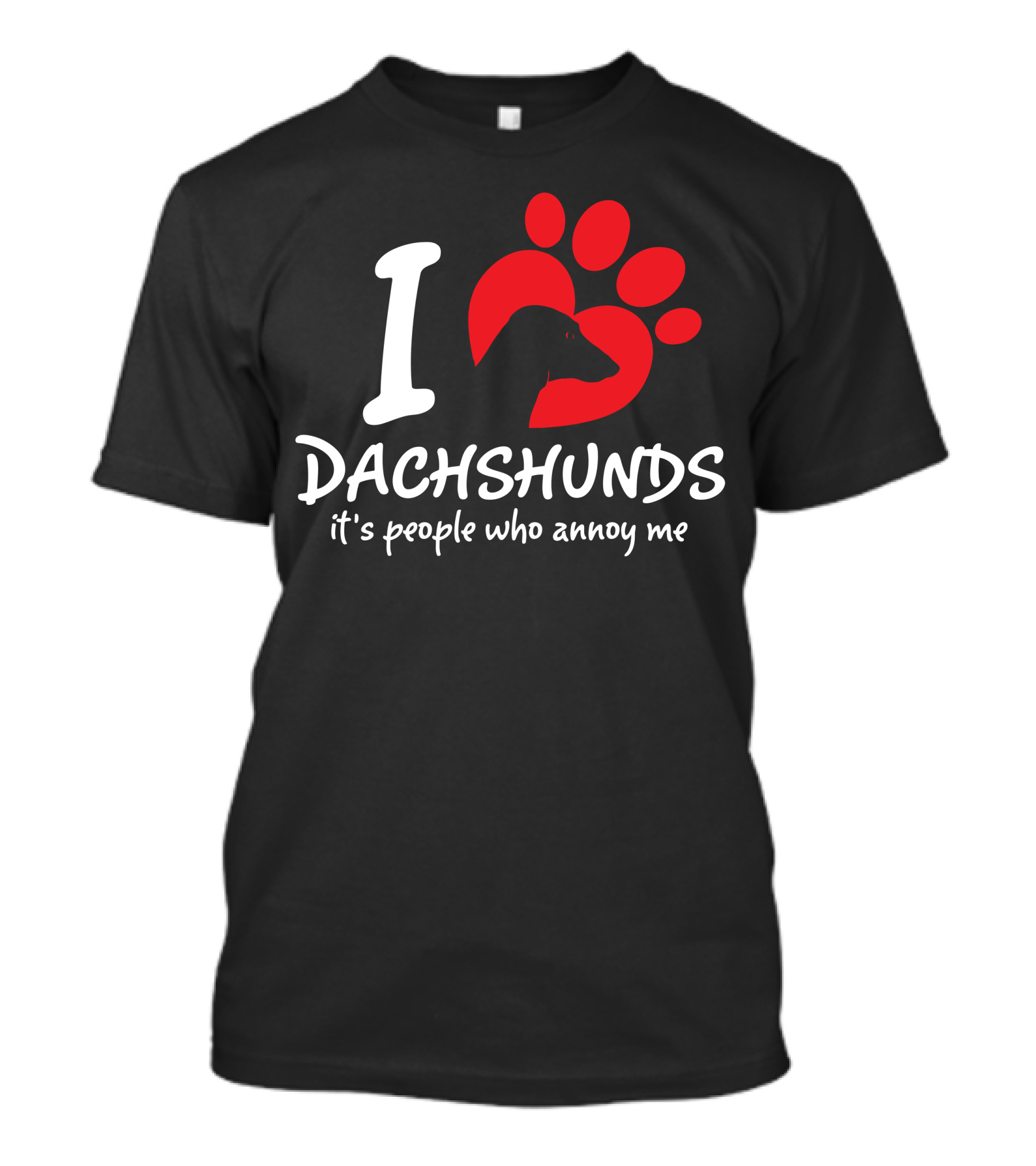 I Love Dachshunds It's People Who Annoy Me Paw Prints T-Shirt