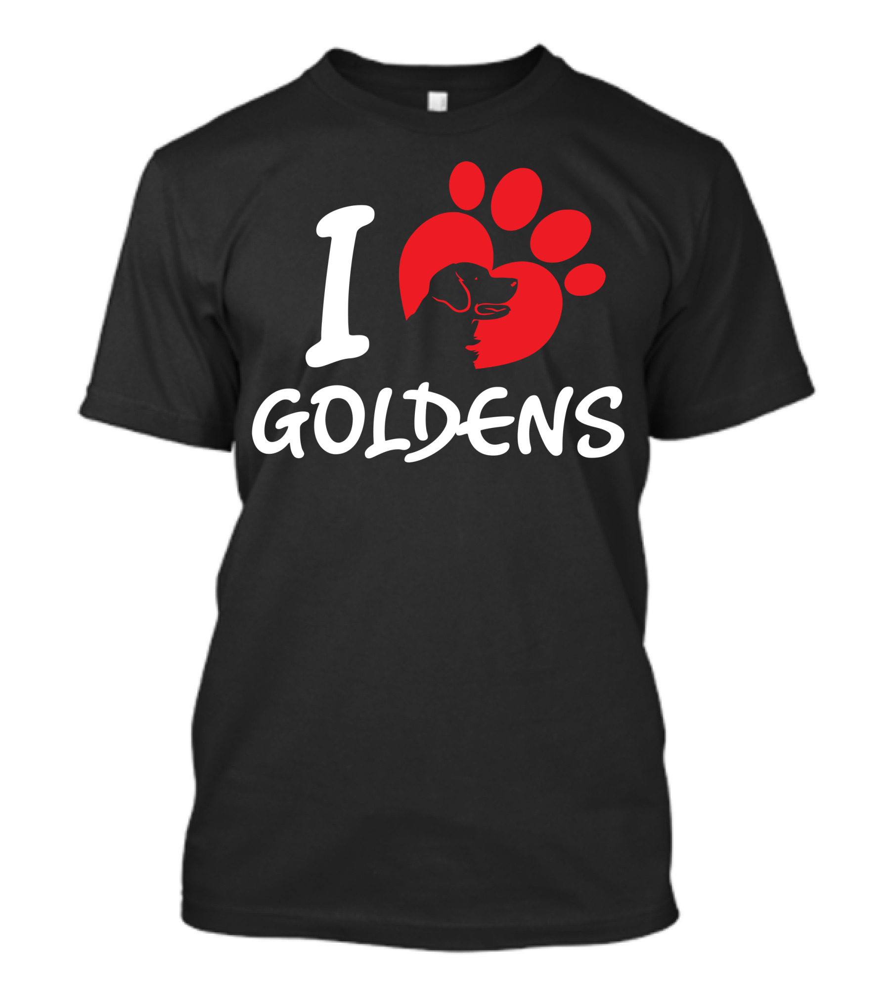 I Love Goldens Dog Silhouette And Paw Prints T-Shirt