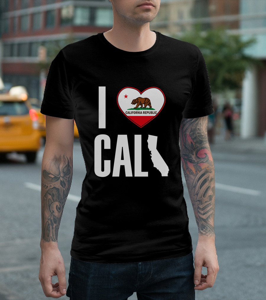 I Love California Republic Bear Heart Map T-Shirt