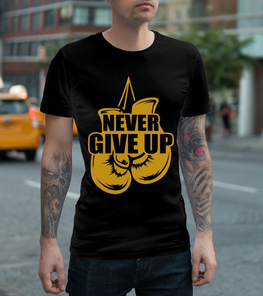 Never Give Up Appendix Cancer Awareness Boxing Gloves T-Shirt