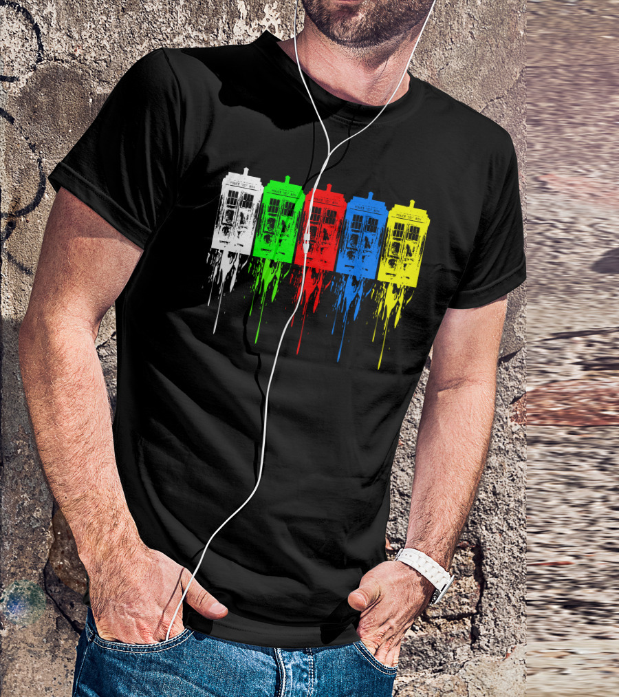 Doctor Who TARDIS Colorful Dripping T-Shirt