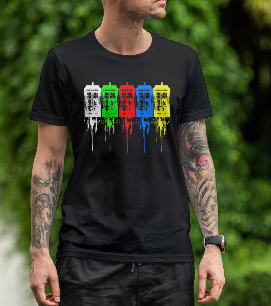 Doctor Who TARDIS Colorful Dripping T-Shirt