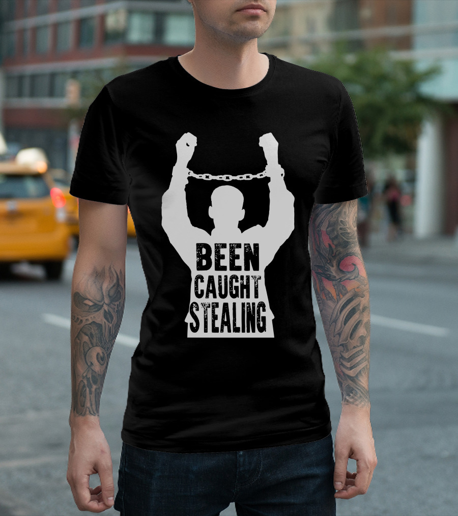 Been Caught Stealing Silhouette Handcuffs Raised Arms T-Shirt