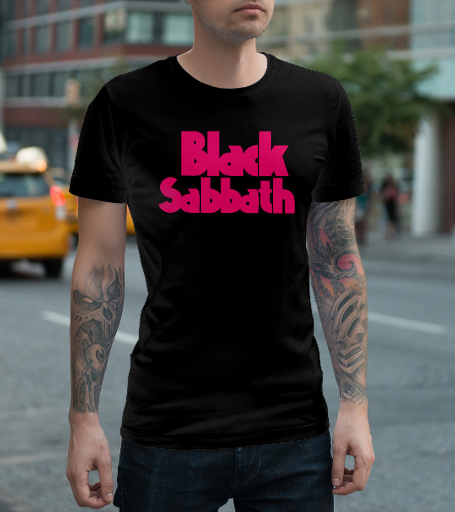 Black Sabbath Bold Pink Text Rock Band T-Shirt
