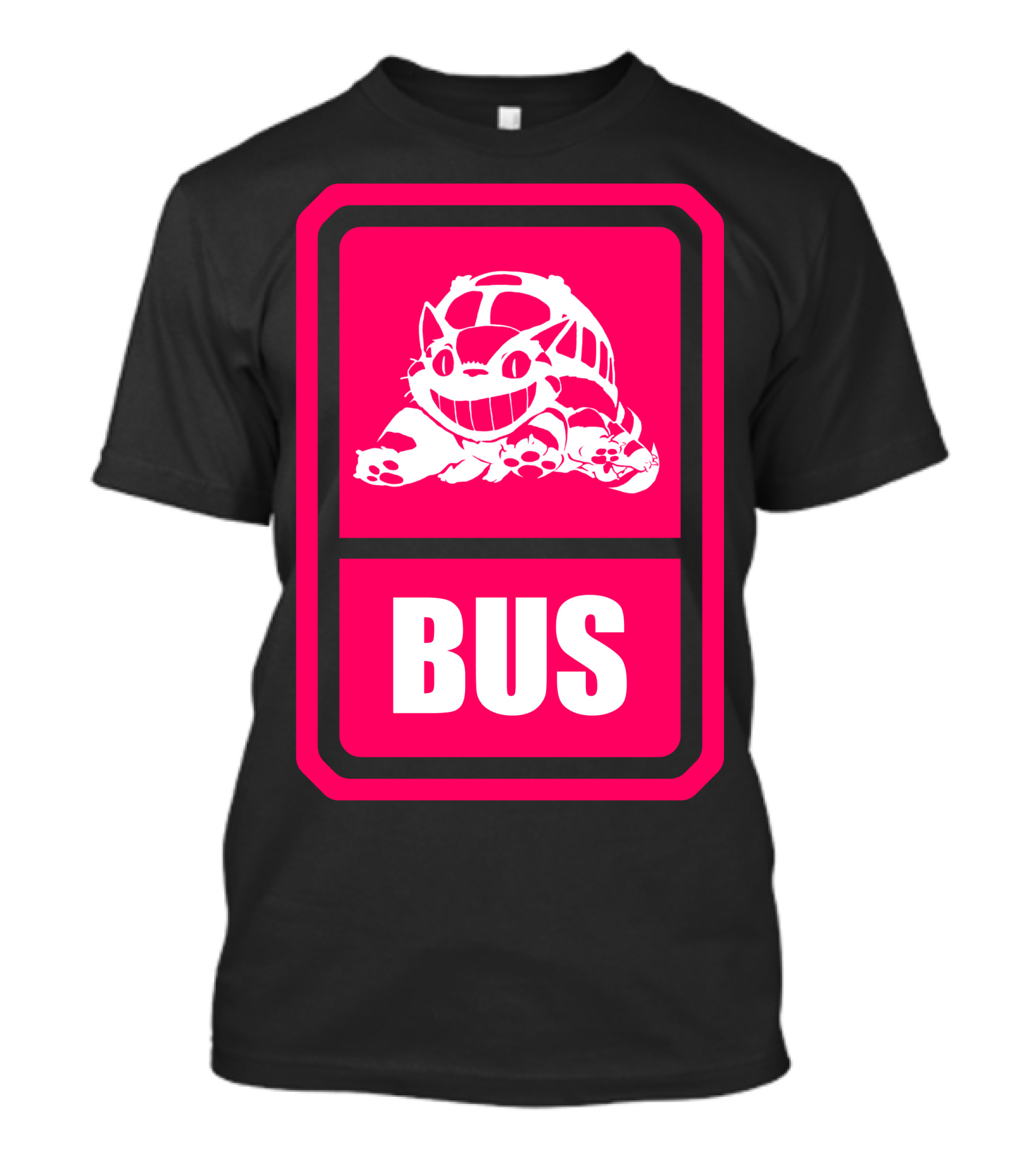 Totoro Catbus Icon Pink Bus Sign T-Shirt
