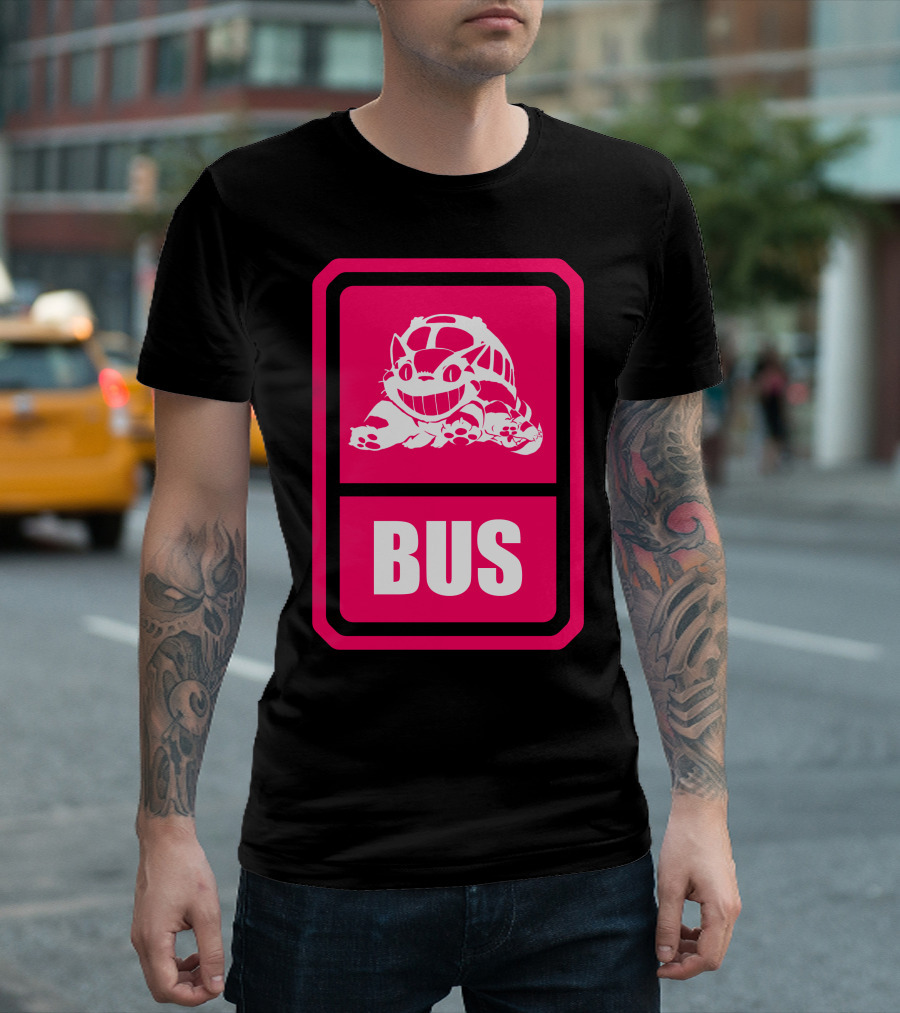 Totoro Catbus Icon Pink Bus Sign T-Shirt