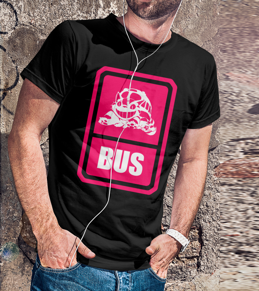Totoro Catbus Icon Pink Bus Sign T-Shirt