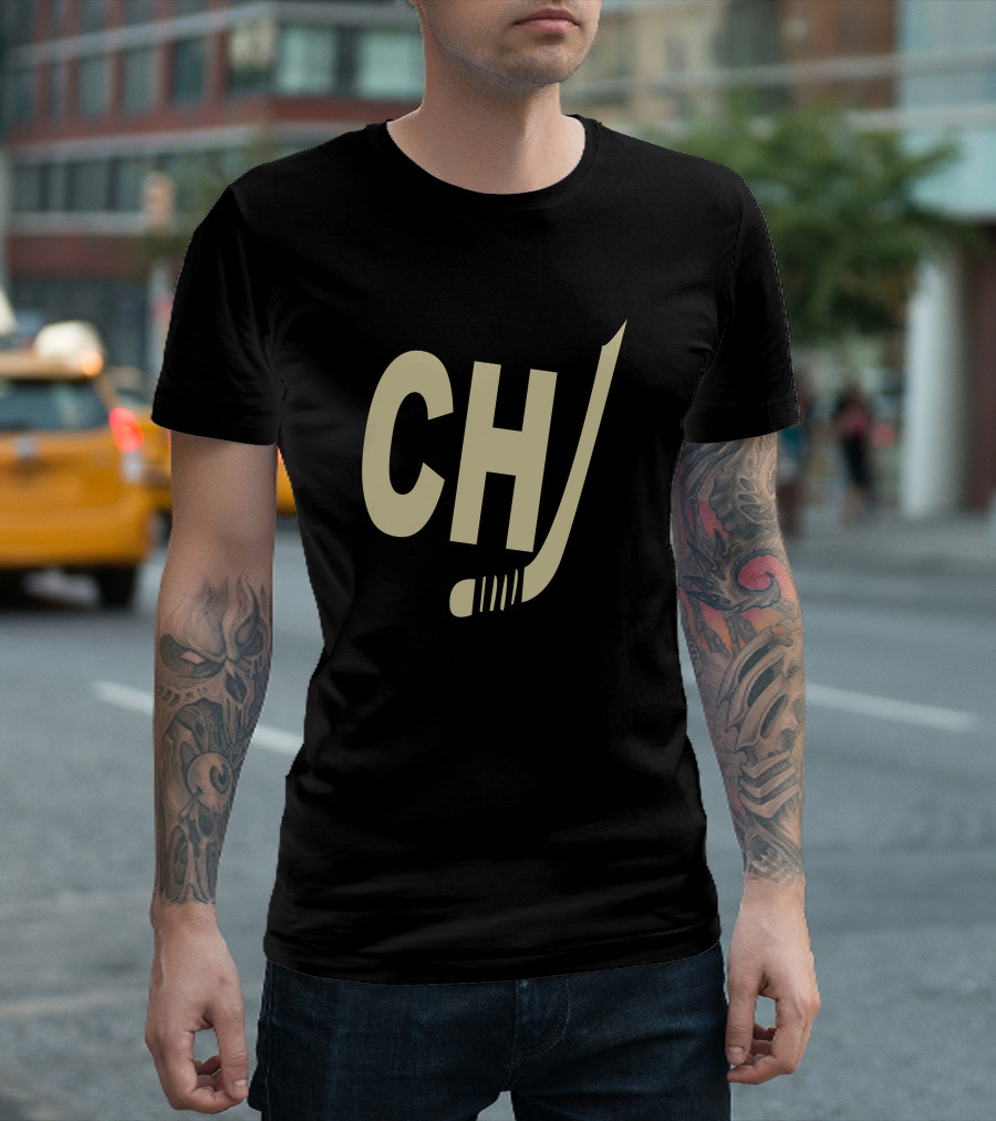 Chicago Hockey Stick Letters T-Shirt