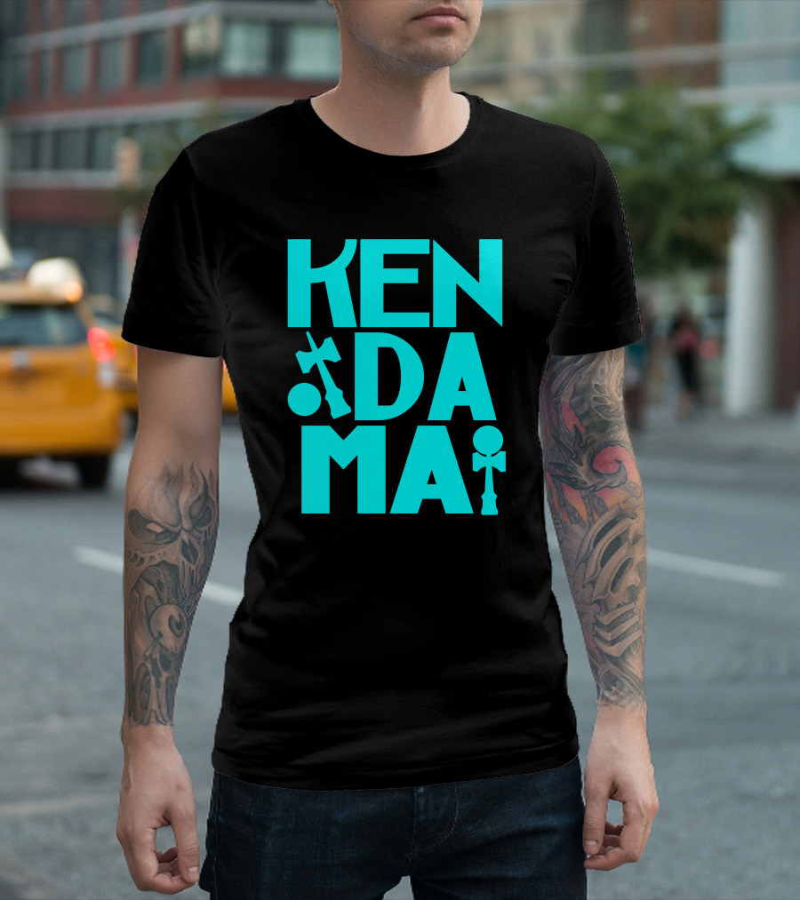 Kendama Typography Blue Text T-Shirt