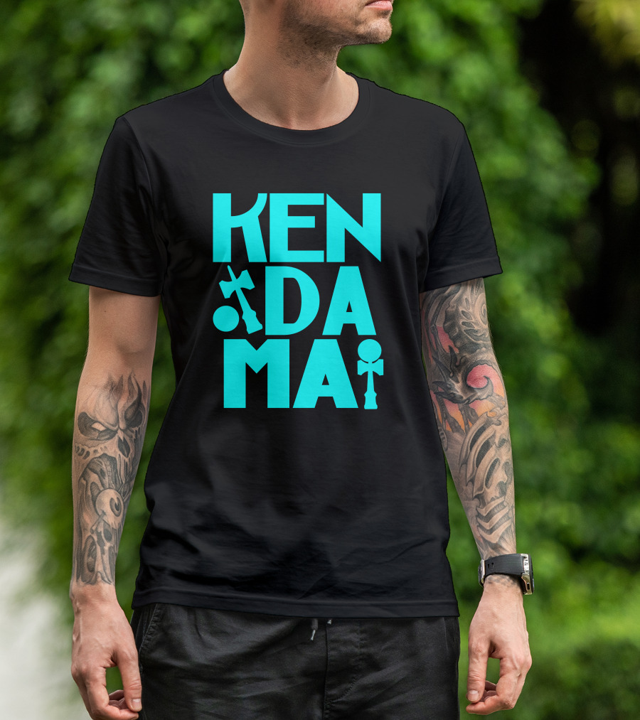 Kendama Typography Blue Text T-Shirt