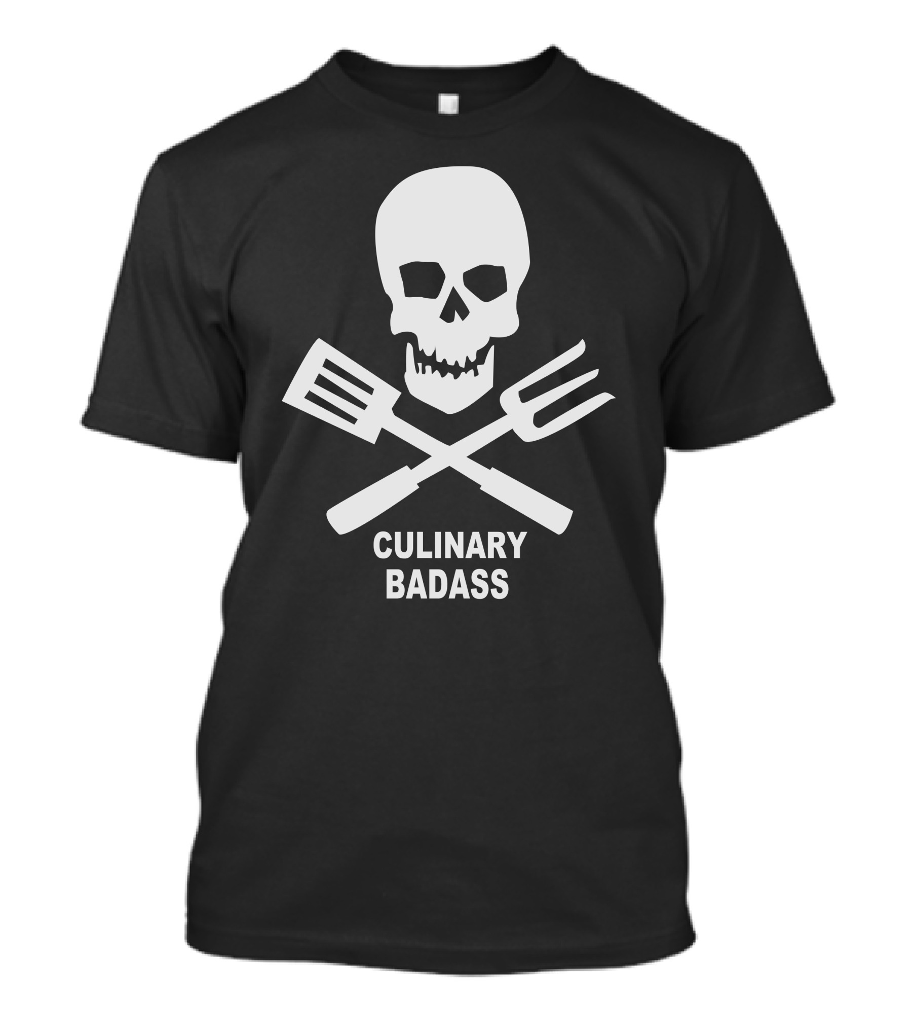Culinary Badass Skull Crossbones Spatula Fork Cooking Chef Humor T-Shirt