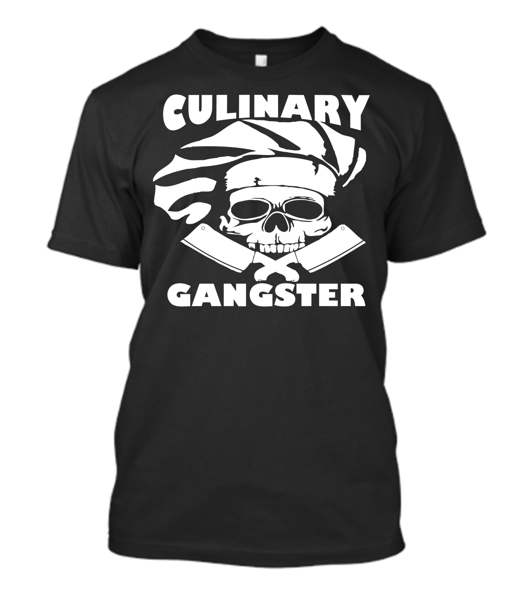 Culinary Gangster Skull Chef Hat And Crossed Cleavers T-Shirt