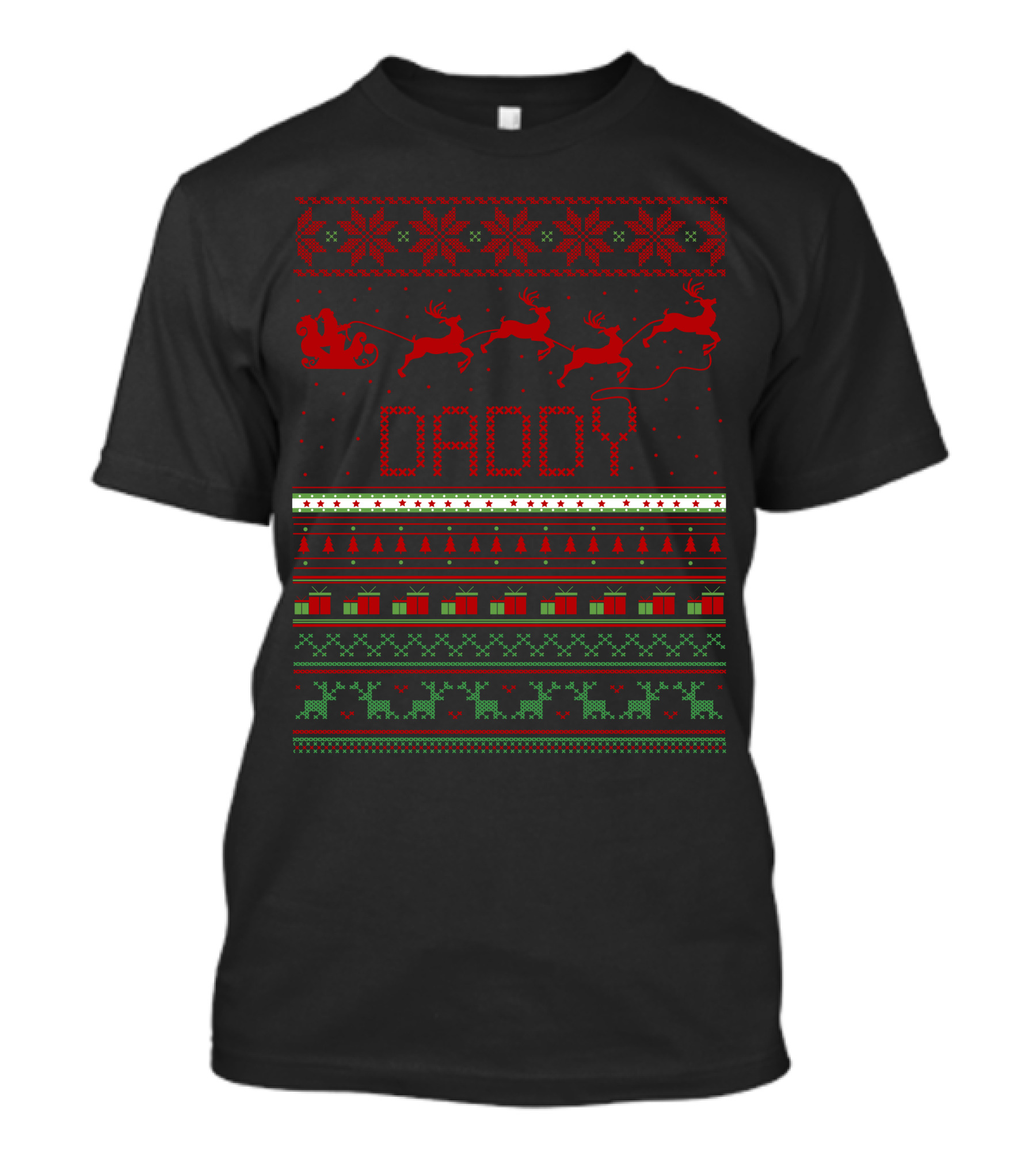 Daddy Christmas Reindeer Sleigh Ugly T-Shirt