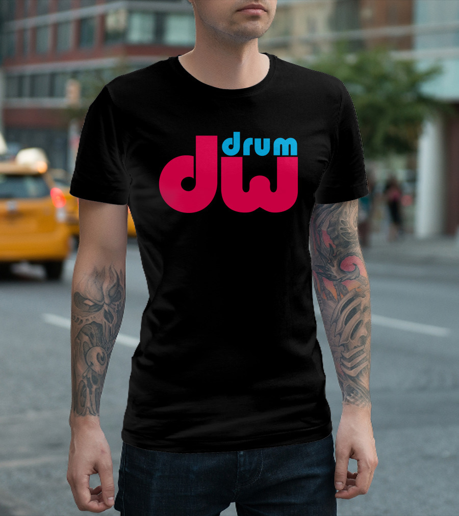 Dw Drum Music Instrument Bold Retro Text T-Shirt