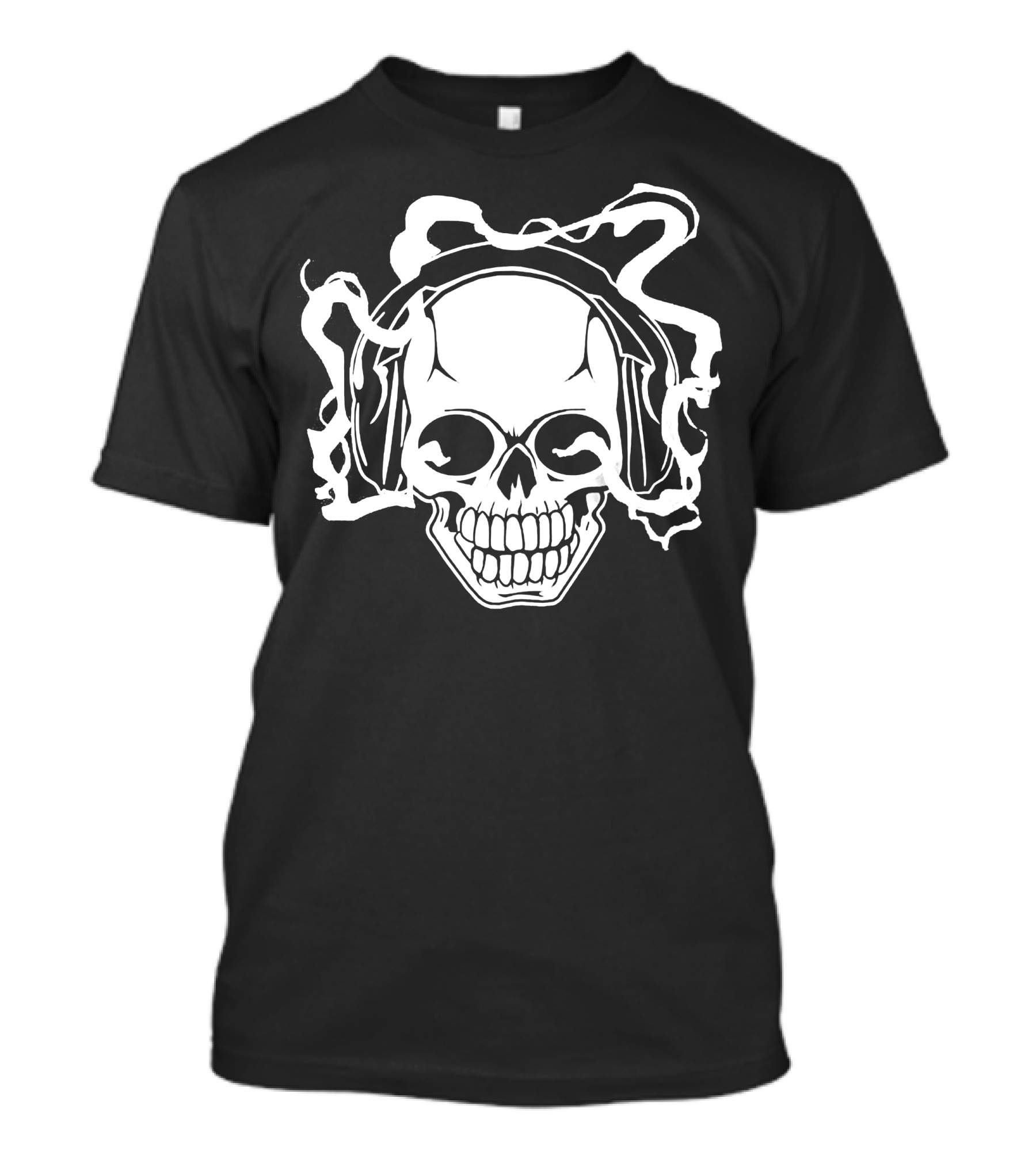 Electric Music Skull With Headphones And Smoke Elements T-Shirt