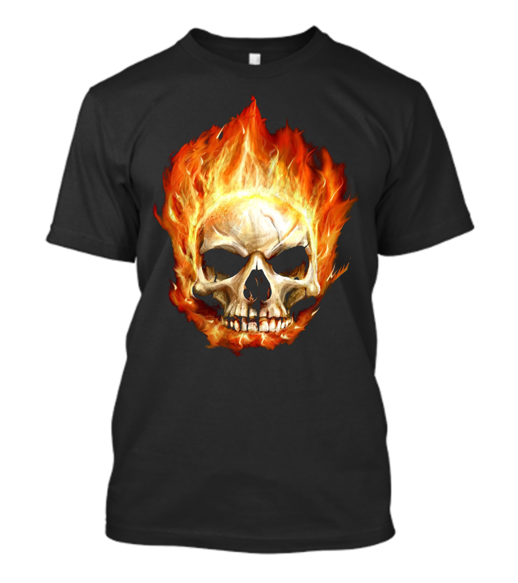 Fiery Skull Face Off Flaming T-Shirt
