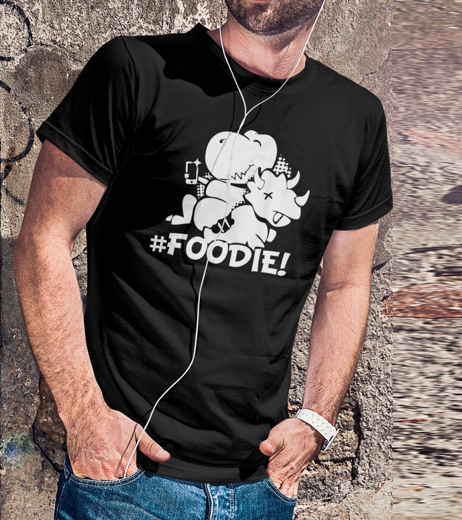 Foodie Dinosaur Eating With Smartphone T-Shirt