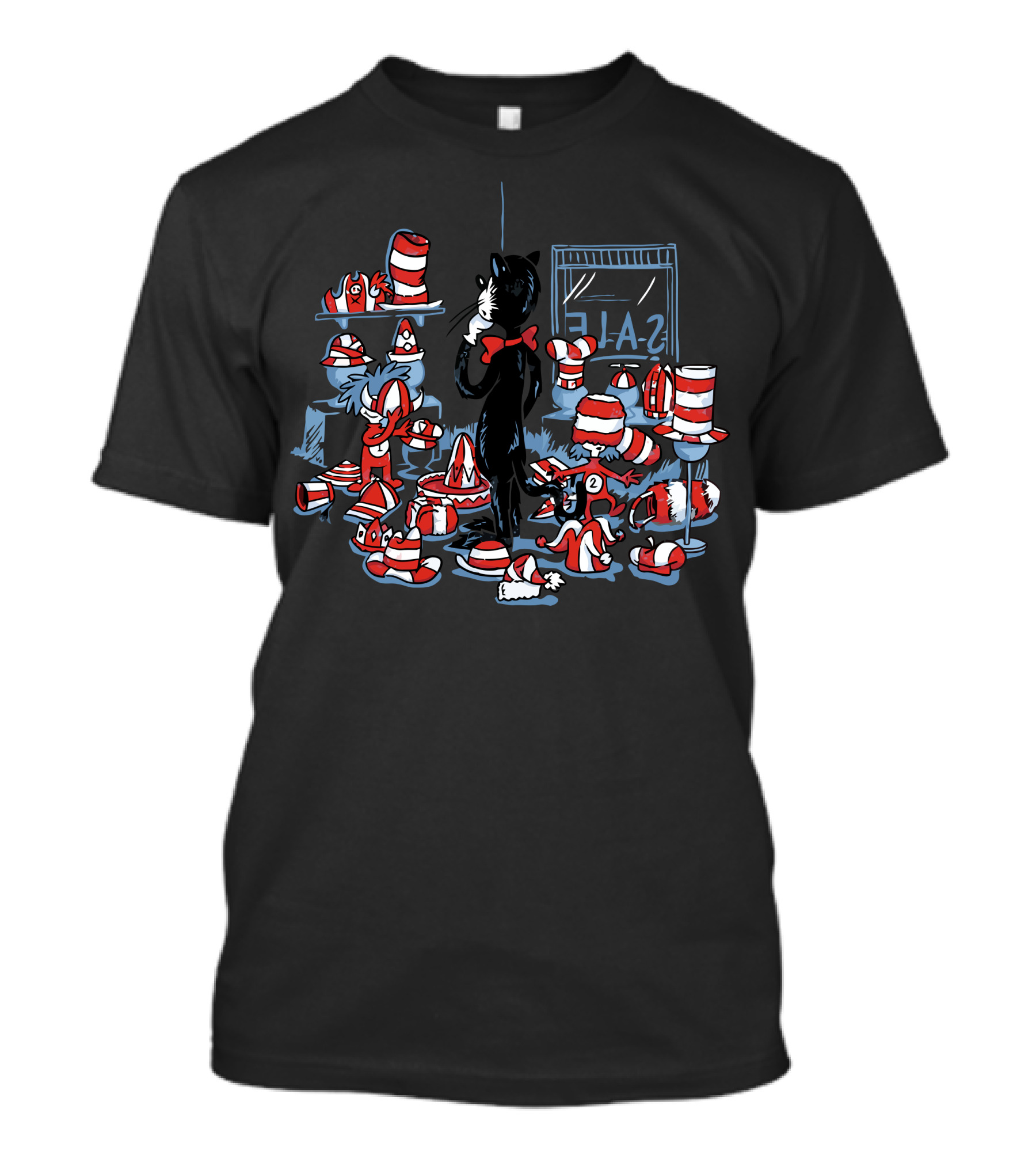 Hats That Are Hatty Cat Red Bow Shopping Sale T-Shirt
