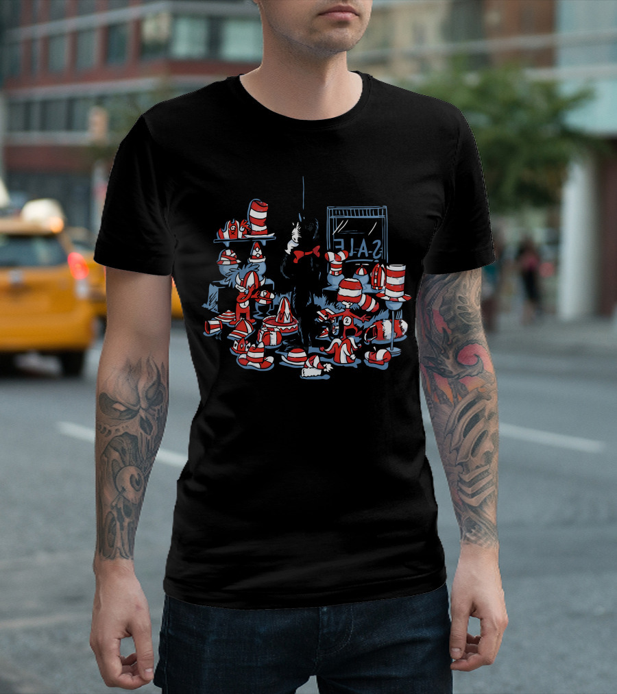 Hats That Are Hatty Cat Red Bow Shopping Sale T-Shirt