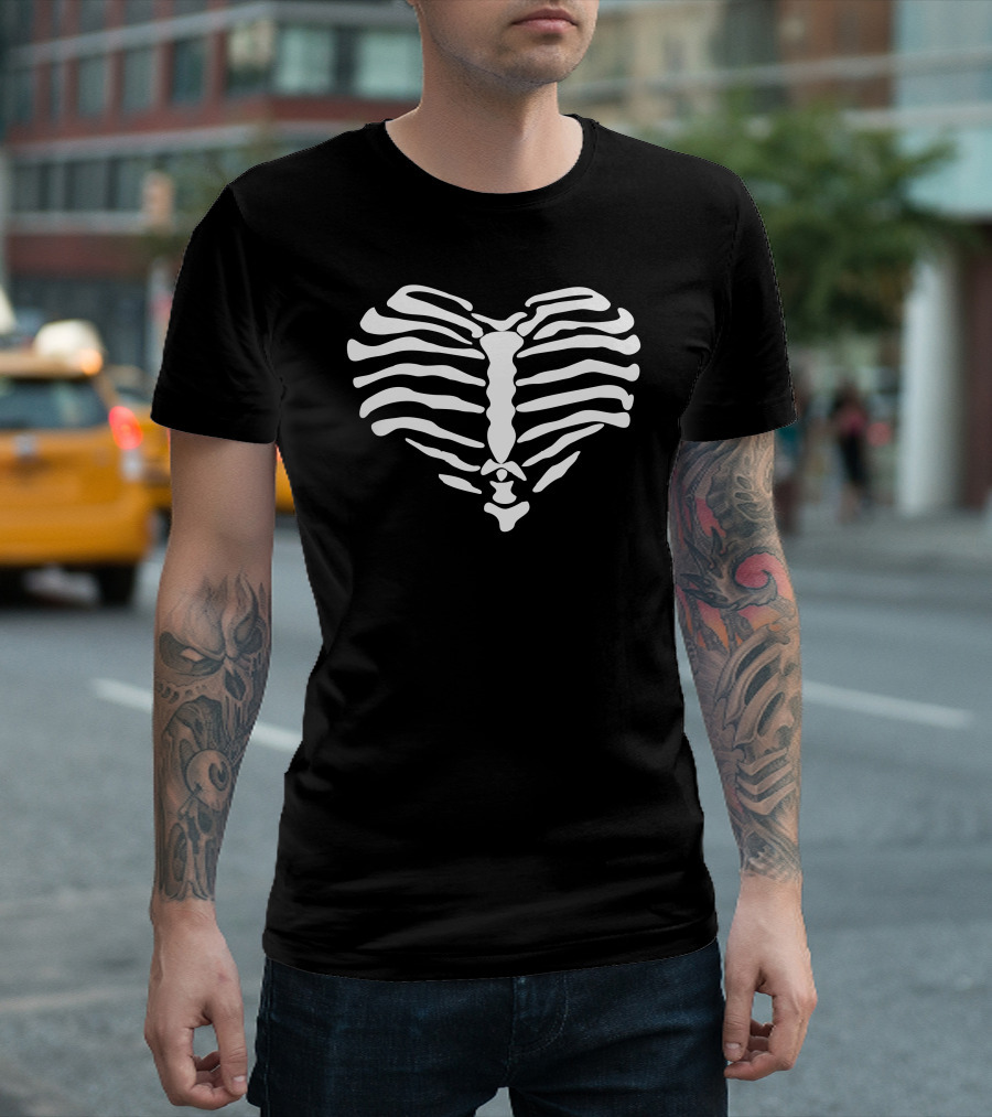 Heart Bones Ribcage Skulls T-Shirt